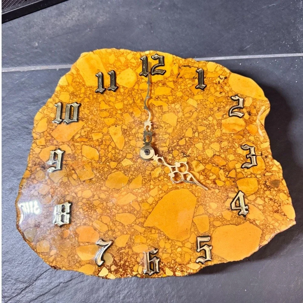 Vintage Unique Natural Stone Wall Clock‎ MCM Atomic Era MCM Retro Decor